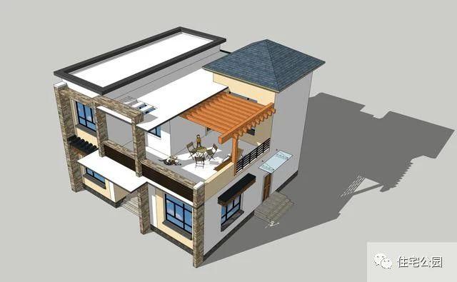 11X11米農(nóng)村現(xiàn)代二層樓房設(shè)計圖，布局真實(shí)用