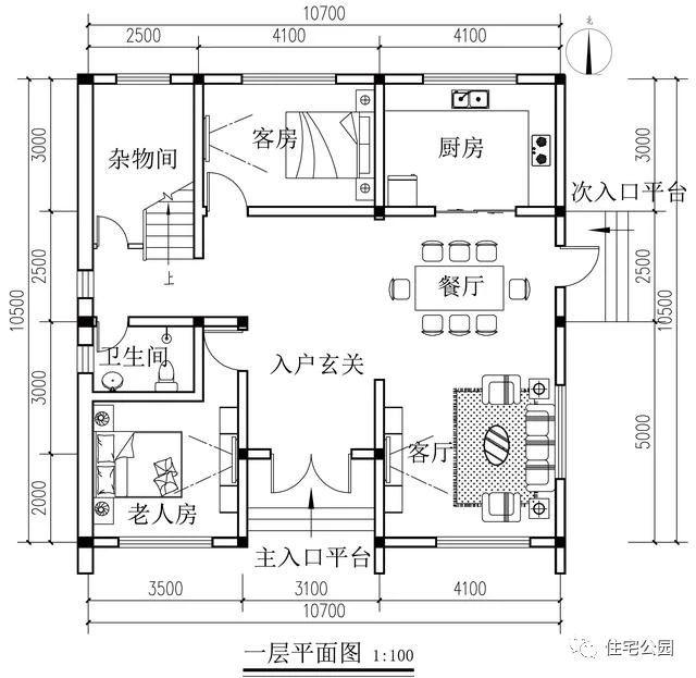 11X11米農(nóng)村現(xiàn)代二層樓房設(shè)計圖，布局真實(shí)用