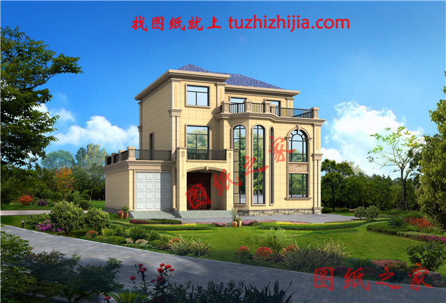 簡潔大氣140平方三層房子設(shè)計圖，帶車庫