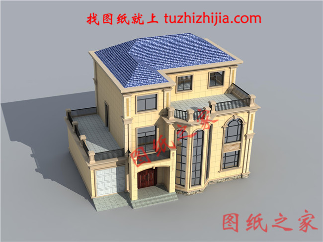 簡潔大氣140平方三層房子設(shè)計圖，帶車庫