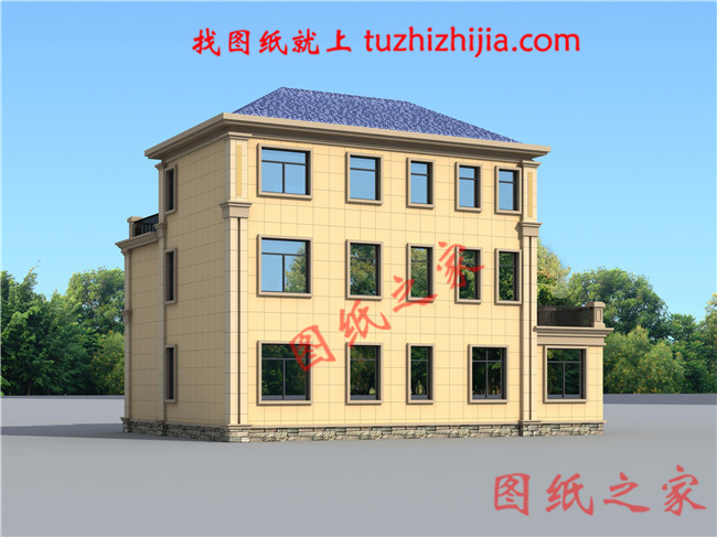 簡潔大氣140平方三層房子設(shè)計圖，帶車庫