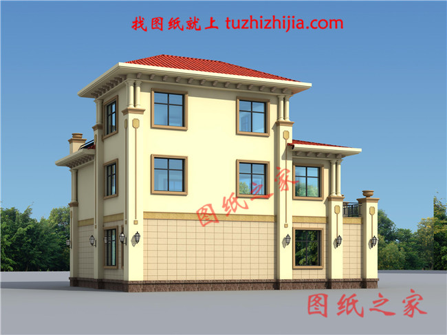 豪華歐式三層別墅住宅設(shè)計圖紙，占地面積150平方米