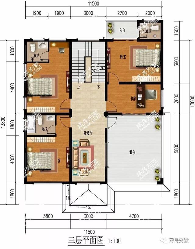 3款帶大露臺的四層別墅設(shè)計方案圖，挑一套隨便建