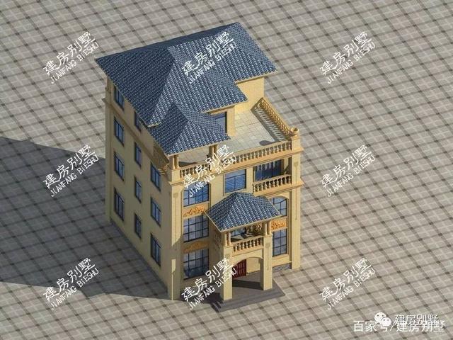 3款帶大露臺的四層別墅設(shè)計方案圖，挑一套隨便建