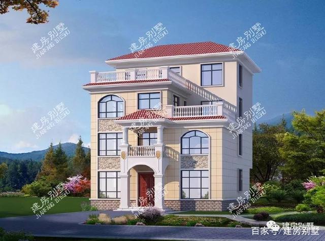 3款帶大露臺的四層別墅設(shè)計方案圖，挑一套隨便建