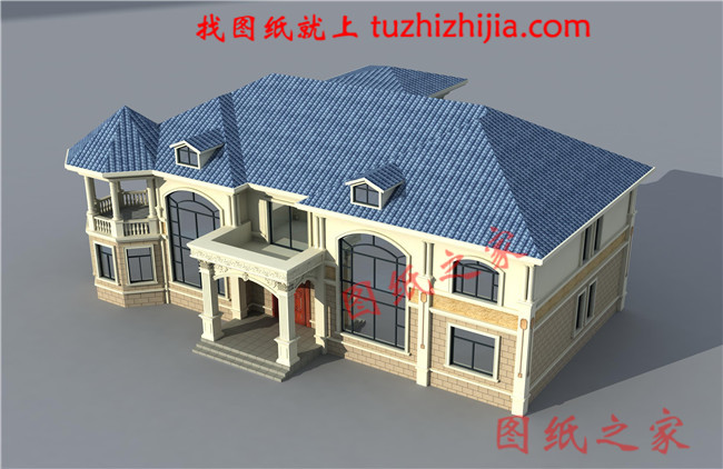 高端豪華二層別墅設計圖紙，占地300平方米，樓梯設計的無比大氣