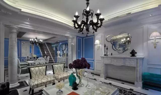 300平歐式藍(lán)調(diào)別墅裝修案例實(shí)拍，浪漫唯美