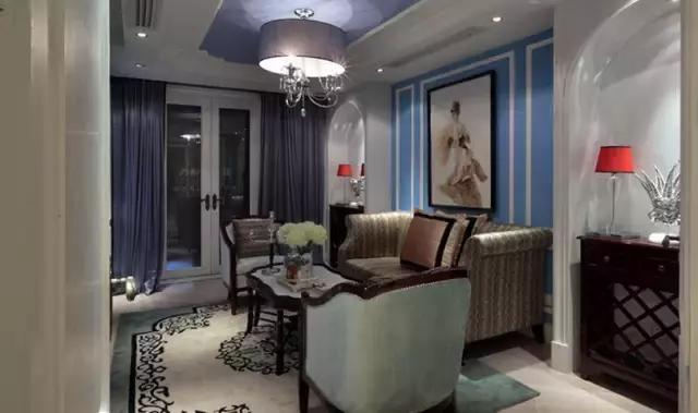 300平歐式藍(lán)調(diào)別墅裝修案例實(shí)拍，浪漫唯美