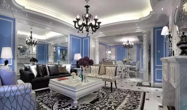 300平歐式藍(lán)調(diào)別墅裝修案例實(shí)拍，浪漫唯美