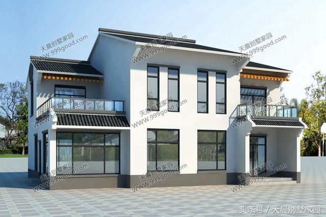 13X10.5米徽派二層別墅設(shè)計(jì)方案，中式風(fēng)格