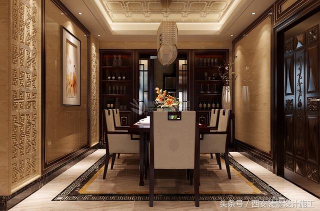 別墅豪華高端中式風(fēng)格裝修實(shí)景照片圖，大氣