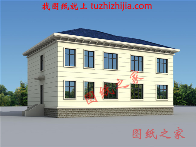 簡單大方四間二層小樓房設(shè)計(jì)圖，帶車庫，帶大露臺(tái)