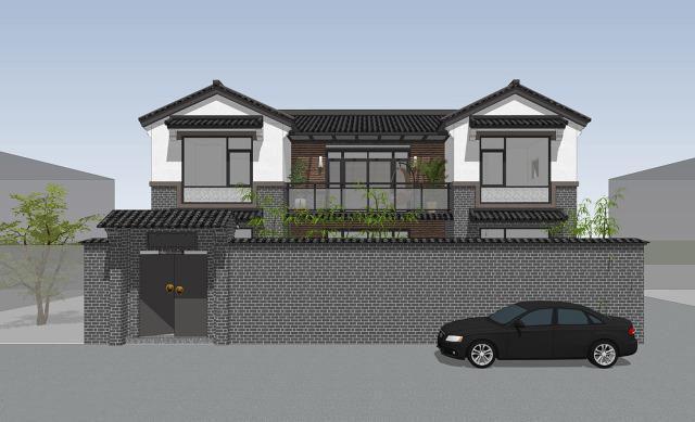 二層帶庭院中式別墅設(shè)計(jì)方案，喜歡中式建筑的收藏吧