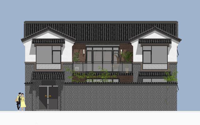 二層帶庭院中式別墅設(shè)計(jì)方案，喜歡中式建筑的收藏吧