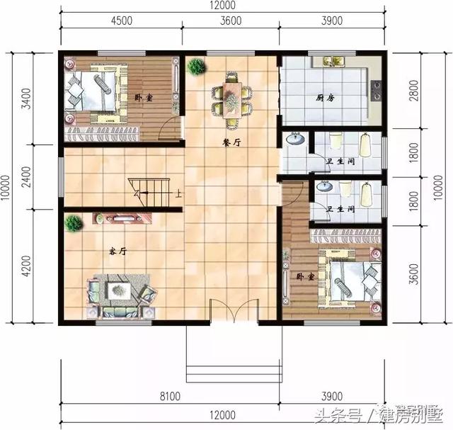 3款開間12米的農(nóng)村三層房屋設(shè)計圖，第2款很受歡迎