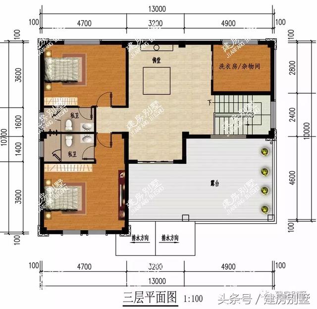 2款開間13米的三層樓房設(shè)計(jì)方案圖，建一棟羨慕死城里人