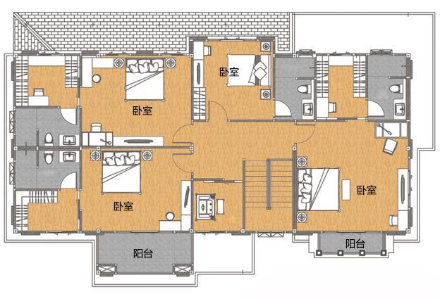 時尚農(nóng)村二層別墅圖，6室2廳帶吧臺，品質(zhì)生活就靠它了
