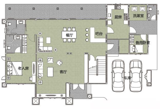 時尚農(nóng)村二層別墅圖，6室2廳帶吧臺，品質(zhì)生活就靠它了
