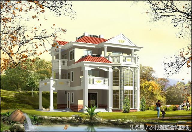 150平左右三層單家獨院式別墅方案圖，30萬建起來