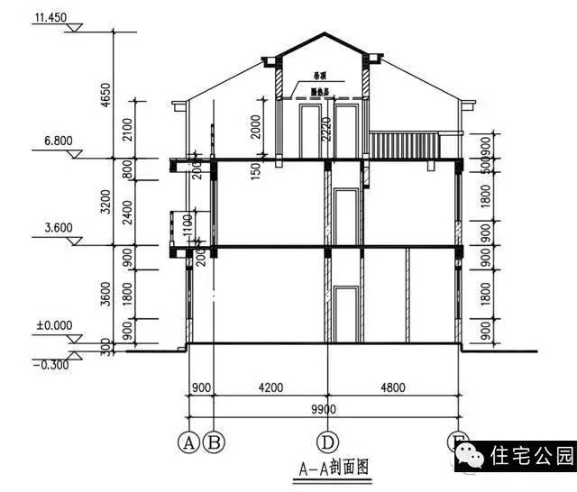 11.7X10米農(nóng)村3層別墅，兩側(cè)無窗、方正實用