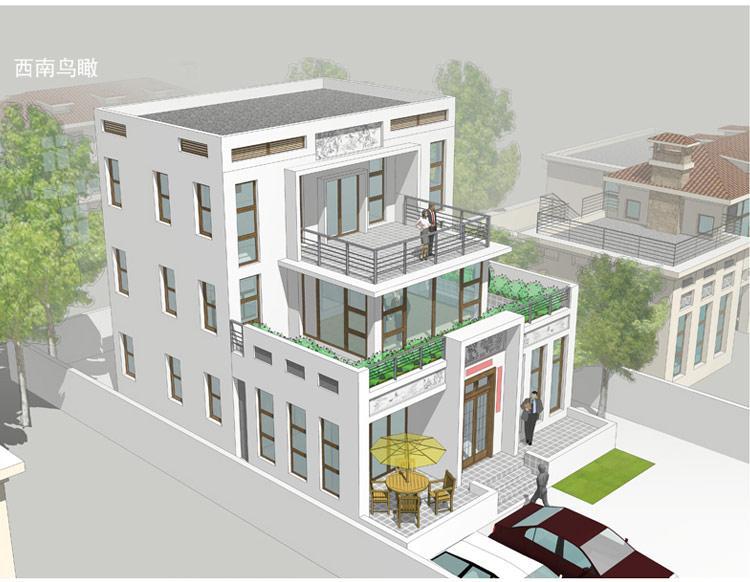 [房先生]三層對(duì)稱(chēng)自建房別墅圖紙 現(xiàn)代中式帶陽(yáng)光房大露臺(tái)