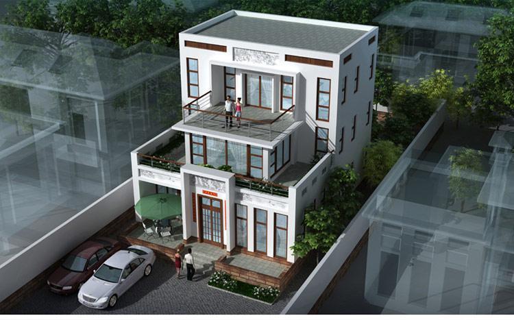 [房先生]三層對(duì)稱(chēng)自建房別墅圖紙 現(xiàn)代中式帶陽(yáng)光房大露臺(tái)