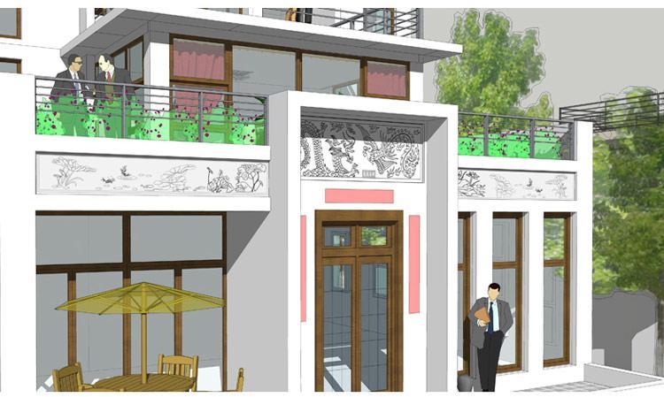 [房先生]三層對(duì)稱(chēng)自建房別墅圖紙 現(xiàn)代中式帶陽(yáng)光房大露臺(tái)