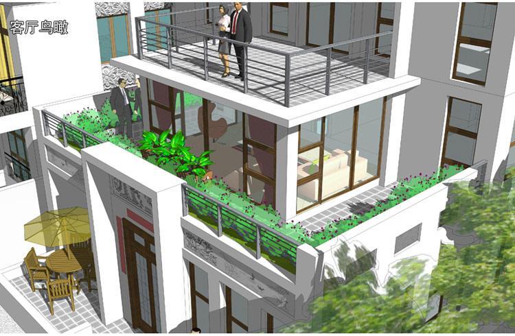 [房先生]三層對(duì)稱(chēng)自建房別墅圖紙 現(xiàn)代中式帶陽(yáng)光房大露臺(tái)