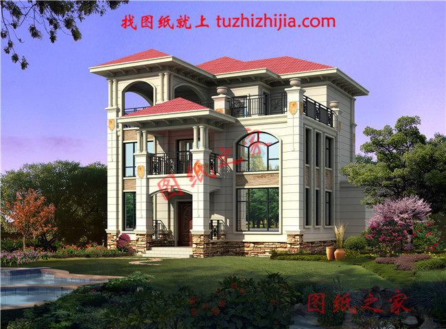 農村帶地下室二層半自建房屋設計圖，樓中樓設計，歐式風格