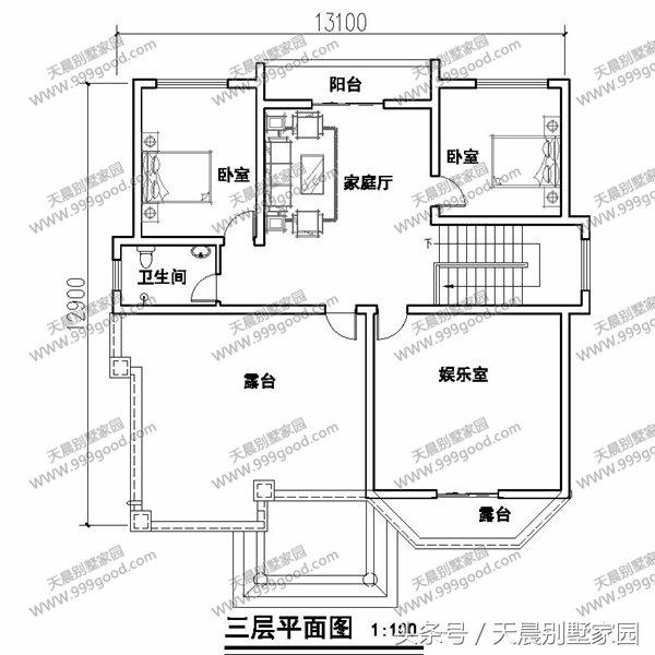 13.1X12.9米別墅設(shè)計(jì)圖，清雅歐式，經(jīng)典接地氣！