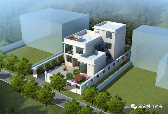 12X18米三層現(xiàn)代農(nóng)村別墅，30萬帶院子和平層頂