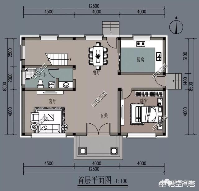 進(jìn)深8.5米，開(kāi)間12米，帶堂屋的樓房設(shè)計(jì)圖怎么做？