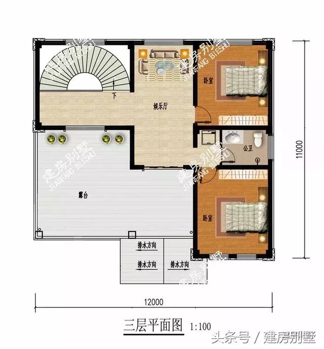 2棟面寬12米三層農(nóng)村房屋方案圖，第一棟受追捧
