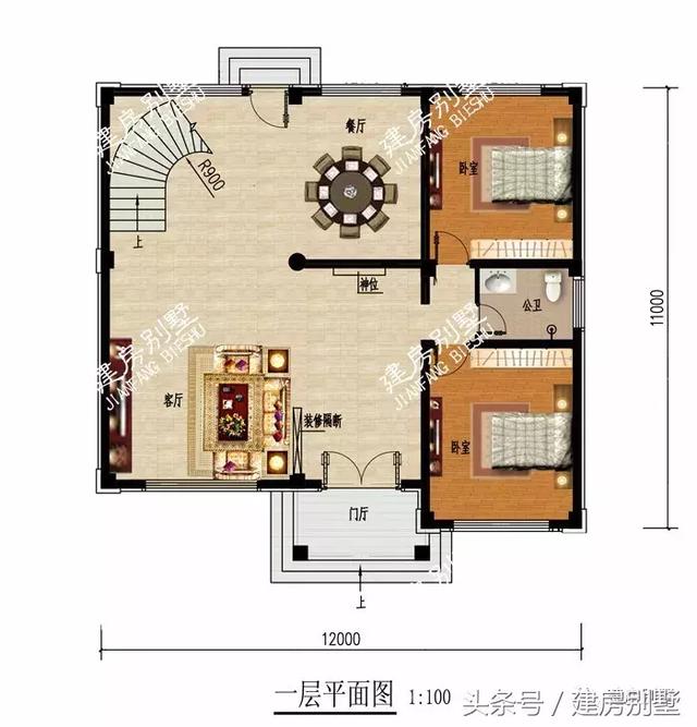 2棟面寬12米三層農(nóng)村房屋方案圖，第一棟受追捧