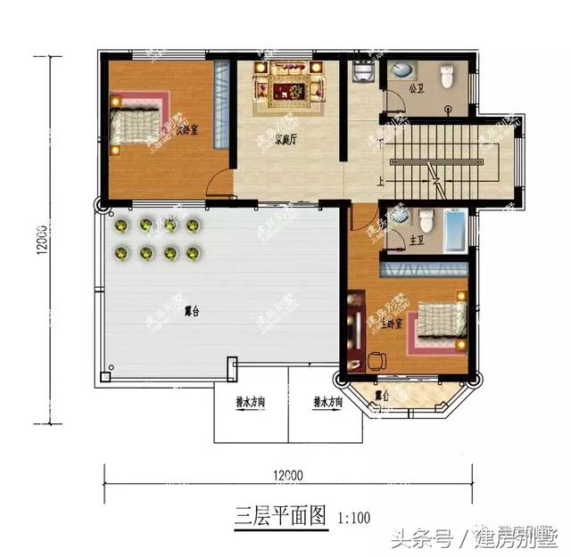 2棟面寬12米三層農(nóng)村房屋方案圖，第一棟受追捧