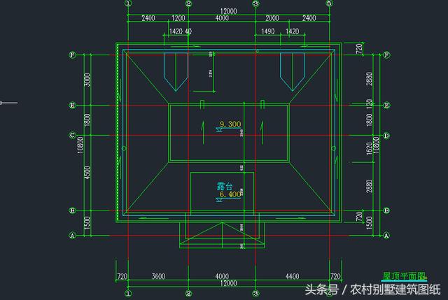 12米X10.8米三層旋轉(zhuǎn)樓梯房屋設(shè)計(jì)圖，拿到即可施工