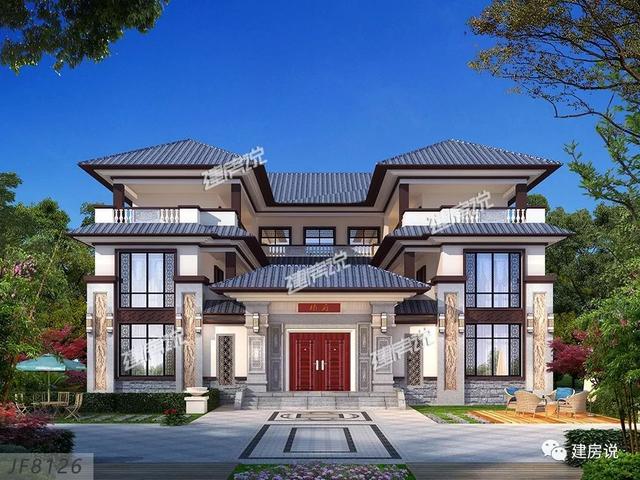 2款富豪專屬新中式別墅設(shè)計方案圖，家大業(yè)大的自建有面子