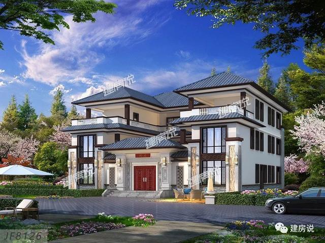 2款富豪專屬新中式別墅設(shè)計方案圖，家大業(yè)大的自建有面子