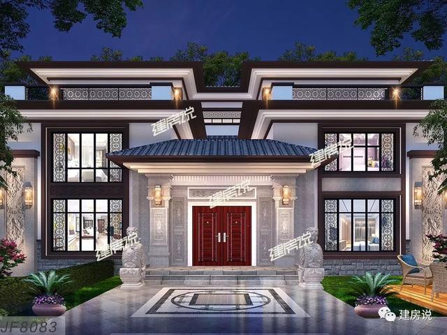 2款富豪專屬新中式別墅設(shè)計方案圖，家大業(yè)大的自建有面子