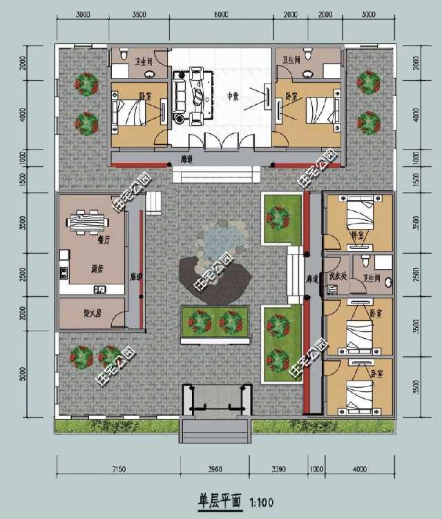 3款農(nóng)村三合院戶型圖，喜歡中式建筑的收藏