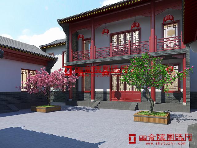 22米×20米二層三合院設(shè)計方案，前低后高，錯落有致