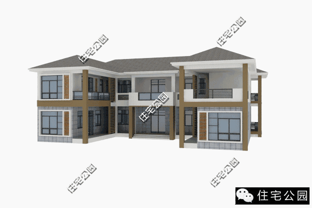 現(xiàn)代風(fēng)格二層三合院設(shè)計(jì)方案圖，不比歐美別墅差