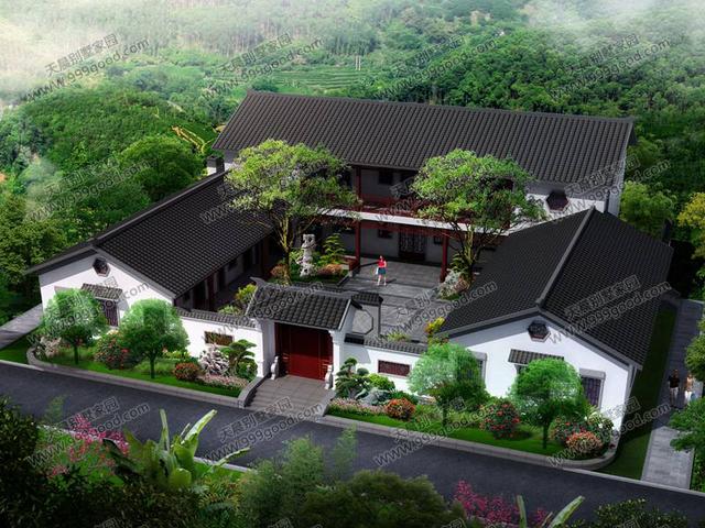 經(jīng)典農(nóng)村三合院別墅戶型方案圖，附室內(nèi)裝修圖