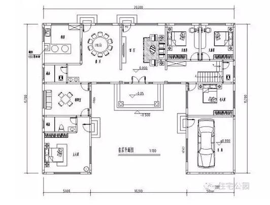 農(nóng)村一層三合院設(shè)計戶型圖，帶完工實景圖