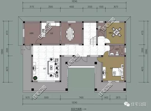 5套農(nóng)村三合院戶型圖，一層、二層、三層都有