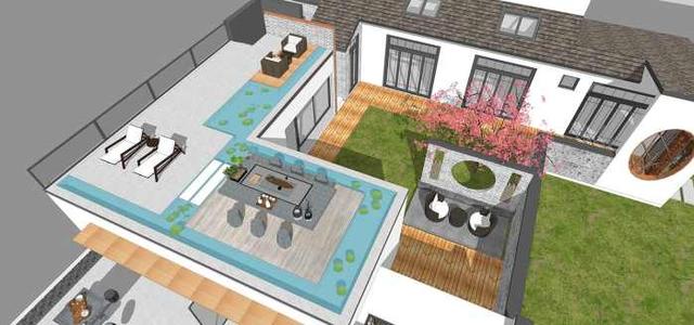 現(xiàn)代新中式二層三合院設(shè)計(jì)方案圖，低調(diào)，有品位