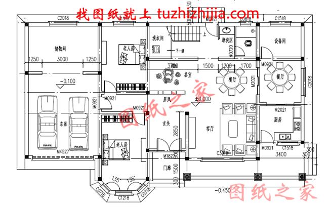 農(nóng)村4間2層樓房設(shè)計圖，帶車庫，外觀時尚，帶屋頂花園