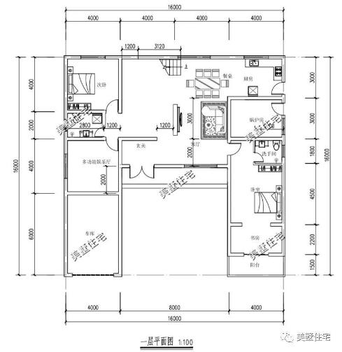 20款帶車庫自建房戶型圖，一二三層都有