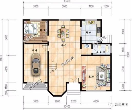 20款帶車庫自建房戶型圖，一二三層都有