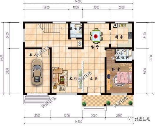 20款帶車庫自建房戶型圖，一二三層都有